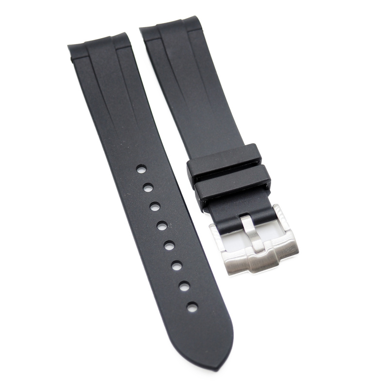 20mm, 22mm 黑灰雙色彎頭橡膠錶帶 合適 Rolex, Omega 及 MoonSwatch