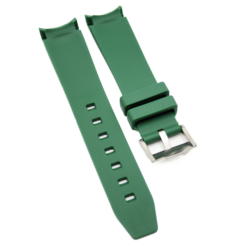 20mm 森林綠色彎頭膠錶帶 合適 Rolex, Omega 及 MoonSwatch
