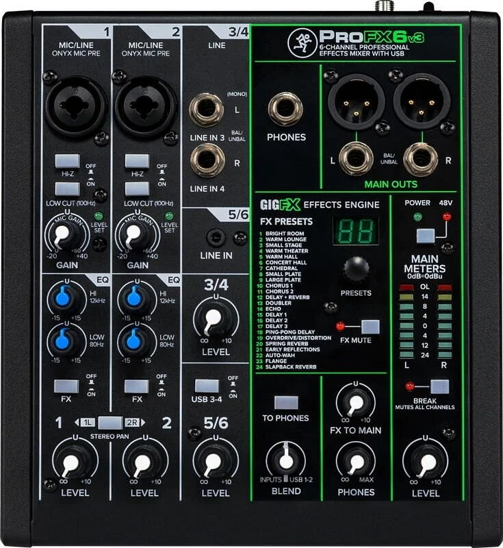 【全港免運費】Mackie ProFX6v3 6-CH Effects Mixer W/USB 直播 實況 混音器 介面 內建效果