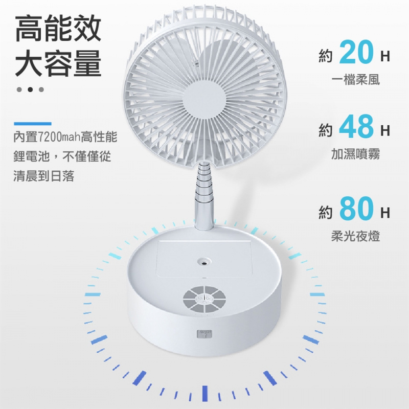 【全港免運費】N98  便攜折疊搖頭加濕升降風扇