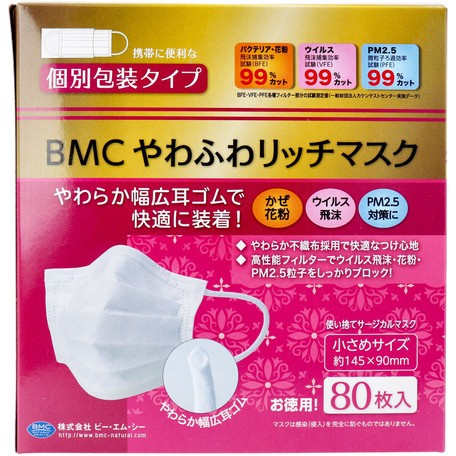 BMC RICH MASK 獨立包裝細版口罩(80個獨立包裝)(粉色盒)