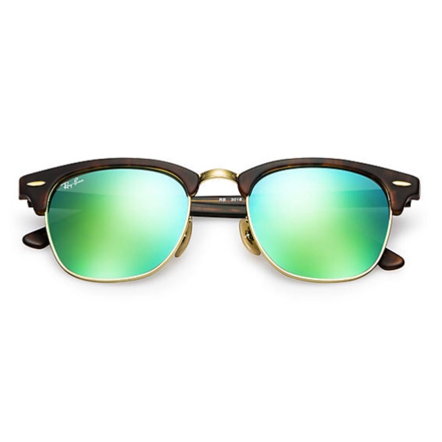 Ray-Ban RB3016 Clubmaster Flash Lenses 綠色反光鏡片太陽眼鏡 | 114519 玳瑁啡色鏡框