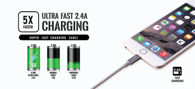 X-One Andriod Ultra Cable Max 2.4A 快速尼龍充電數據線