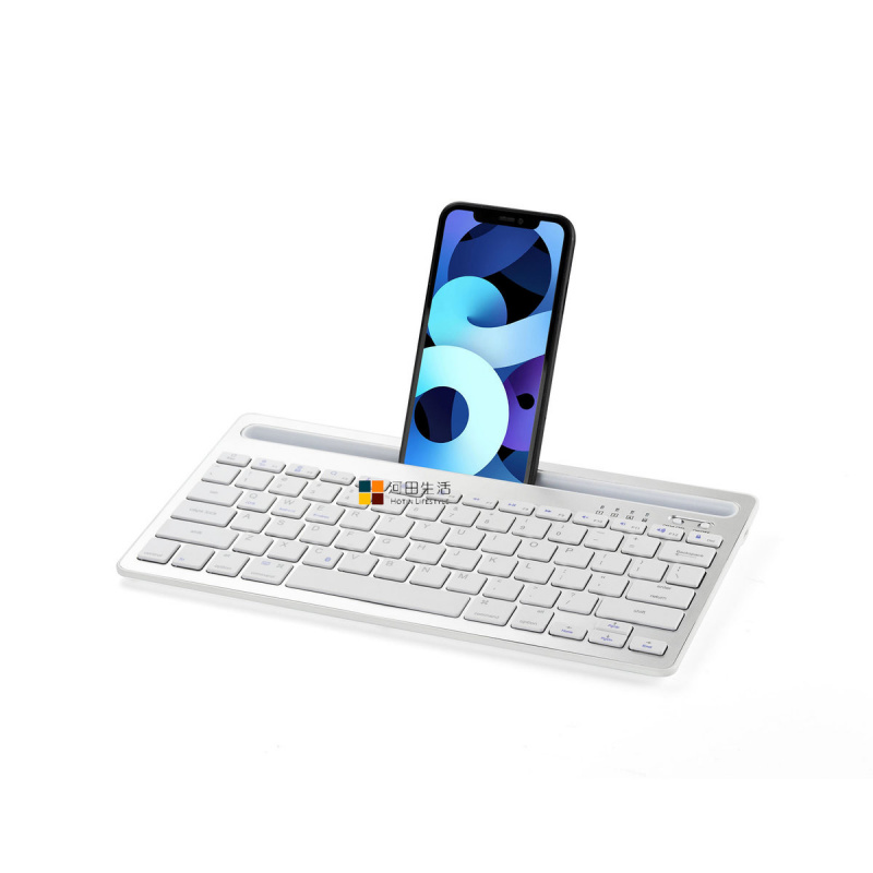RK908便攜式藍牙無線鍵盤–銀白色
