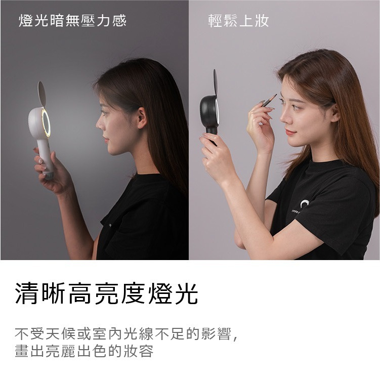 日本OKIVIKO手提LED燈化妝鏡風扇
