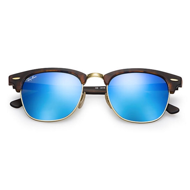 Ray-Ban RB3016 Clubmaster Flash Lenses 藍色反光鏡片太陽眼鏡 | 114517 玳瑁啡色鏡框
