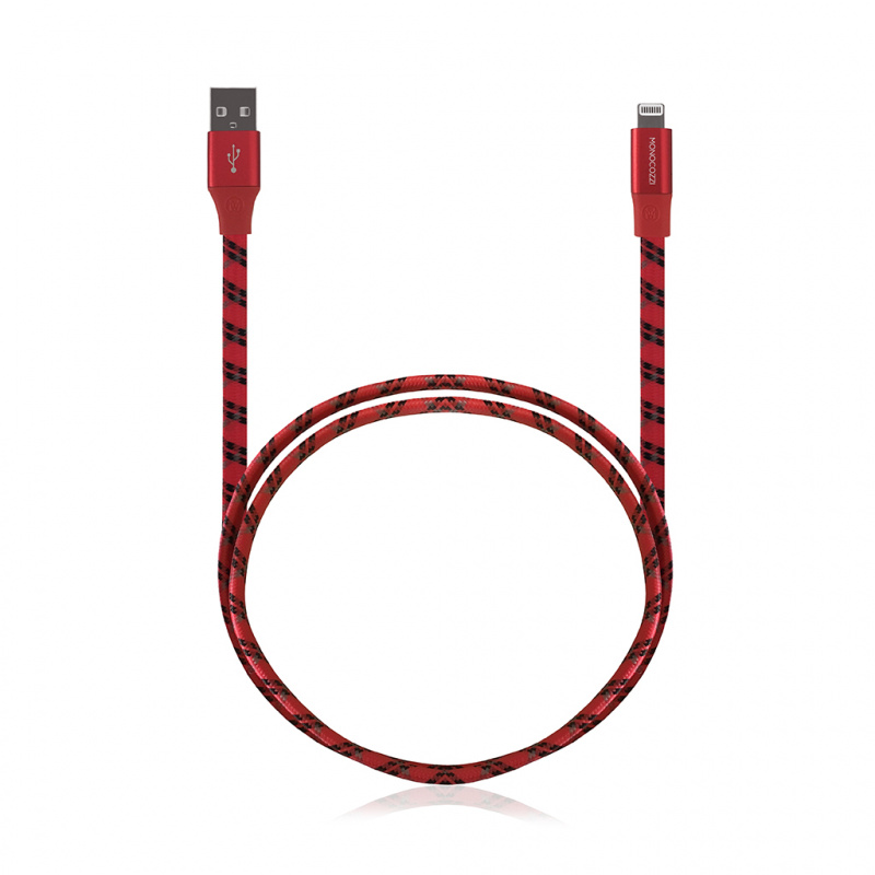 MOTIF | 蘋果認證 USB - LIGHTNING 編織扁連接線 - 100CM - 紅色
