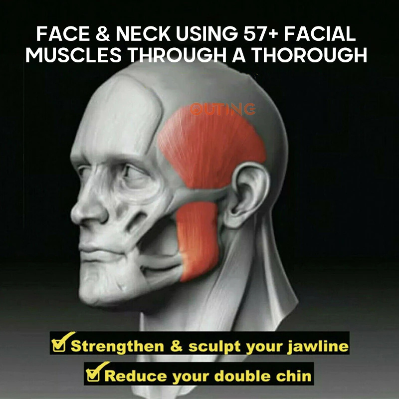 OUTING - V面鍛煉器 鍛煉顎骨|頸部訓練| 使您的臉部變得V和減少雙下巴 顎部鍛煉包包臉部瘦臉|口部肌肉鍛煉器