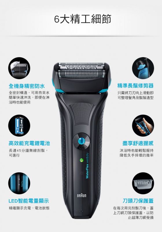 百靈 BRAUN WF2s WaterFlex 水感電鬚刨 (紅色) 百靈 BRAUN WF2s WaterFlex 水感電鬚刨 (紅色)