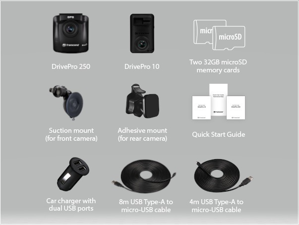 (香港行貨) Transcend 雙鏡頭行車記錄器 DrivePro 620