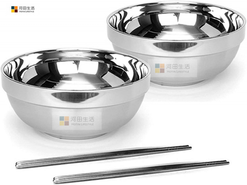 真空絕緣雙層不銹鋼韓國傳統石鍋飯碗 + 筷子一對