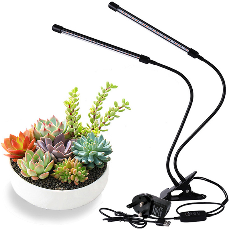 LED種植燈 | 可調光 | 植物燈 | 雙頭 | 全光譜 | USB | 燈夾（8101）