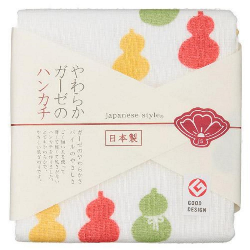 日本Js 古日風 日本製 白底紅綠黃藍葫蘆小方巾 (194)【市集世界 - 日本市集】