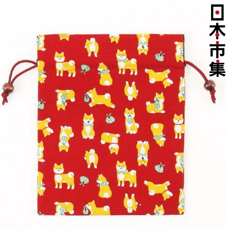 日本 匠佑 日本製 柴犬包袱 紅色 便攜索繩袋【市集世界 - 日本市集】