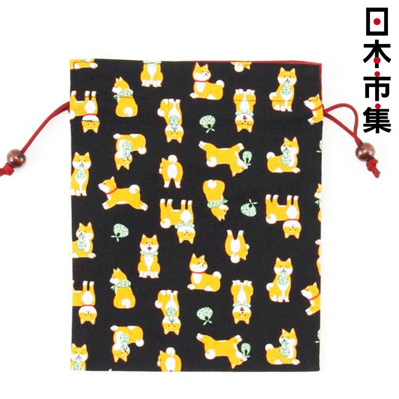 日本 匠佑 日本製 柴犬包袱 黑色 便攜索繩袋【市集世界 - 日本市集】