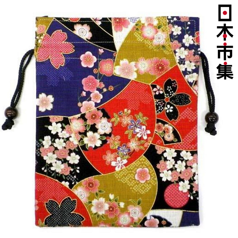 日本 匠佑 日本製 櫻花浪漫拼貼 紫色 便攜索繩袋【市集世界 - 日本市集】