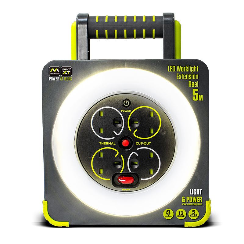 Masterplug - PRO-XT LED拖轆 5米線 4位13A LED Worklight Extension Reel WLU05134SL 獨家代理