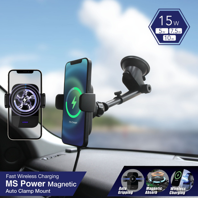 CAPDASE MS Power 伸縮臂快速無線充電磁性自動夾式車架 CAPDASE MS Power 伸縮臂快速無線充電磁性自動夾式車架