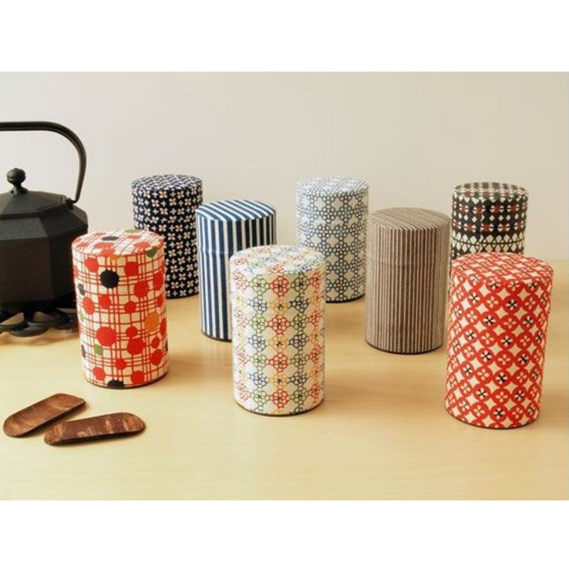 日本 傳統和紙 日本製 藍色十字花 防潮茶葉罐【市集世界 - 日本市集】