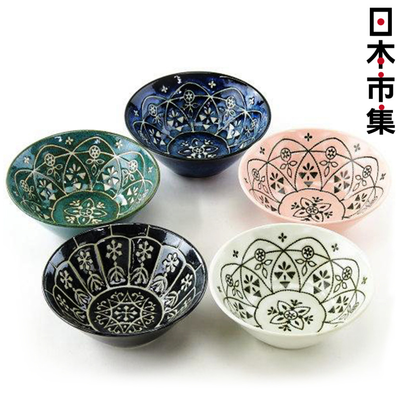 日本Moroccan 摩洛哥風 日本製 5件瓷餐碗 禮盒 禮盒套裝 (709)【市集世界 - 日本市集】