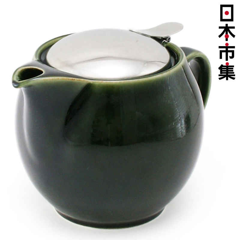 日本Zero Japan 圓形流線 日本製 黑色 金屬茶隔瓷茶壺 450ml【市集世界 - 日本市集】