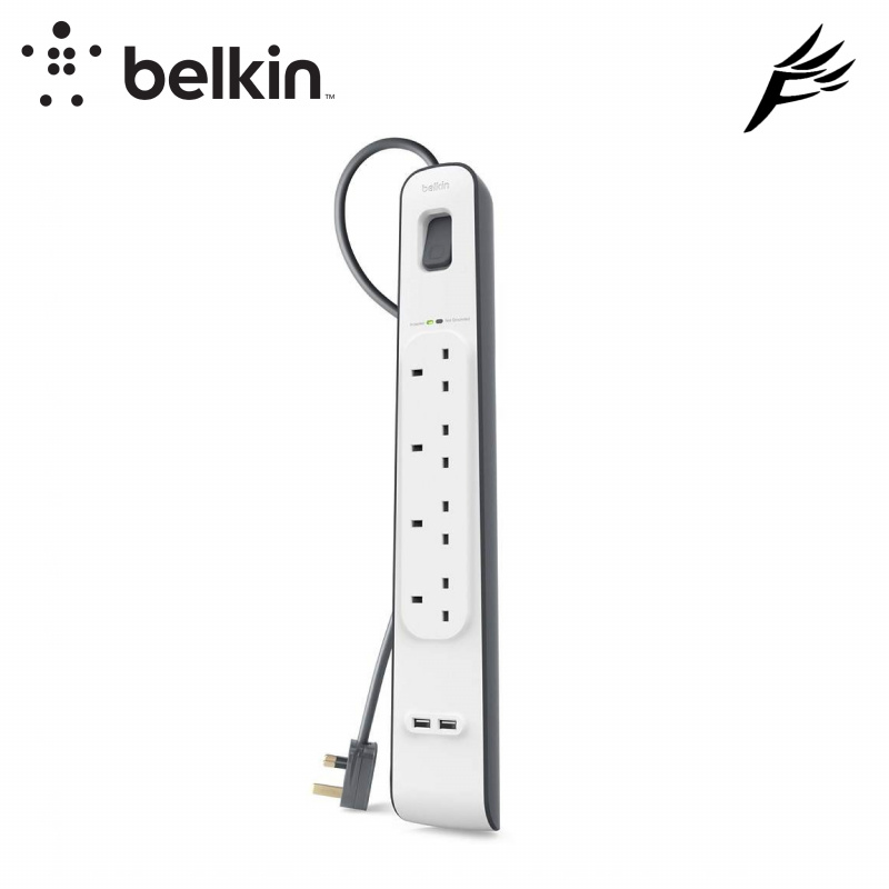 Belkin 2.4 安培 USB 充電 4 位防雷保護拖板