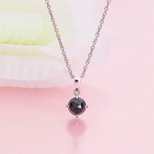 黑色尖晶石玫瑰切工1ct 吊墜項鏈