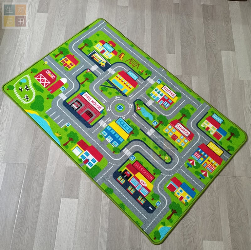 交通安全教育 可用於Tomica Lego 玩具車 兒童地墊 地氈 訓練孩子專注 (淨地毯)