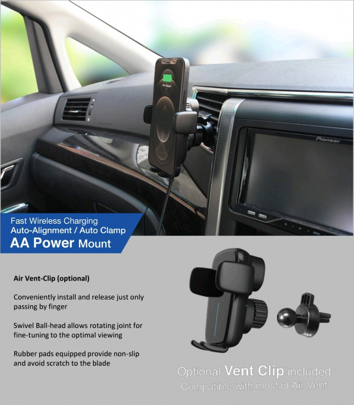 Capdase AA Power Fast Wireless Car Charging Auto Mount Telescopic Arm HR00-AAT01