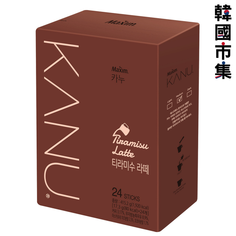 韓國Kanu 特色拿鐵Latte Tiramisu 提拉米蘇 即沖咖啡粉 (1盒24條)【市集世界 - 韓國市集】