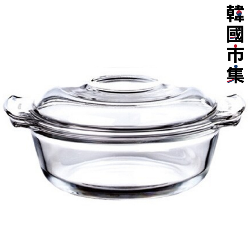 韓版Glasslock 耐熱鋼化玻璃 圓形烹飪鍋連玻璃蓋 1030ml (2件套裝)【市集世界 - 韓國市集】