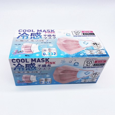 現貨 - 日本進口-《冷感口罩》 不織布 成人一次性 50片 清涼透氣口罩 (粉紅色)