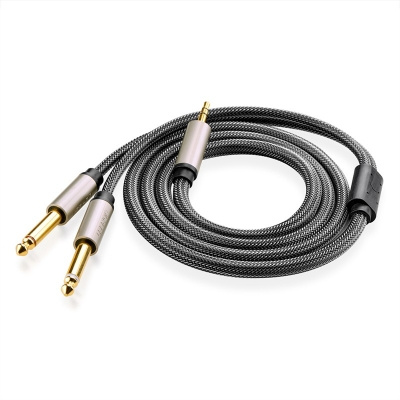 3.5mm轉雙6.35mm轉接頭一分二音頻線 3.5mm 1/8" to Dual 6.35mm 1/4" TS Mono Stereo Audio Aux Y-Cable Splitter Cord