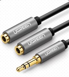 (白/黑/銀) 3.5mm耳機分線器一分二音頻線 3.5mm Male to 2 Port Stereo Audio Aux Y-Cable Splitter Cord