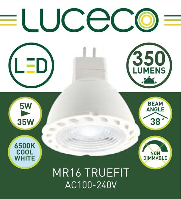 英國Luceco - LED 5W MR16 杯膽 射膽 射燈 6500K 冷白光 GU5