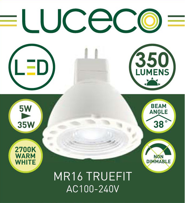 英國Luceco - LED 5W MR16 杯膽 射膽 射燈 2700K 暖白光 GU5