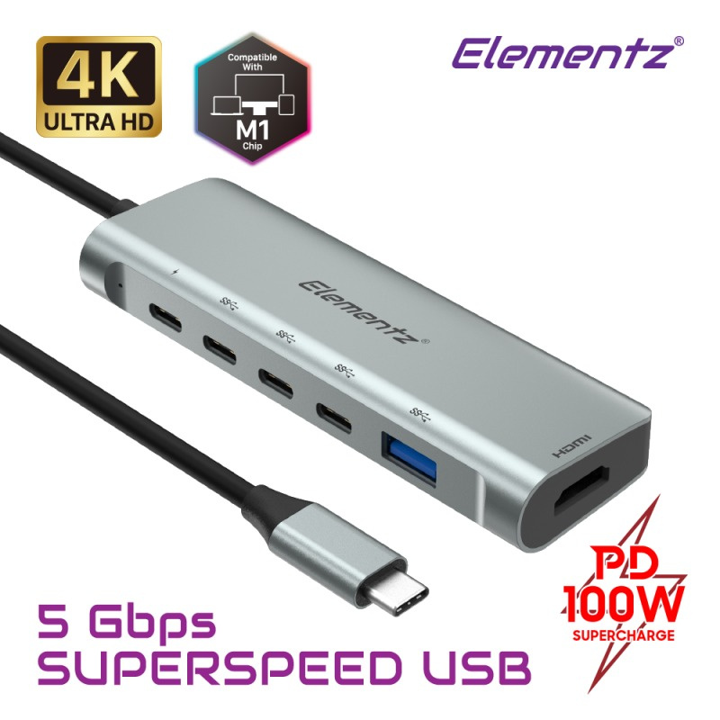 Elementz USB-C 6合1 Type-C Hub擴充器 MC-633G