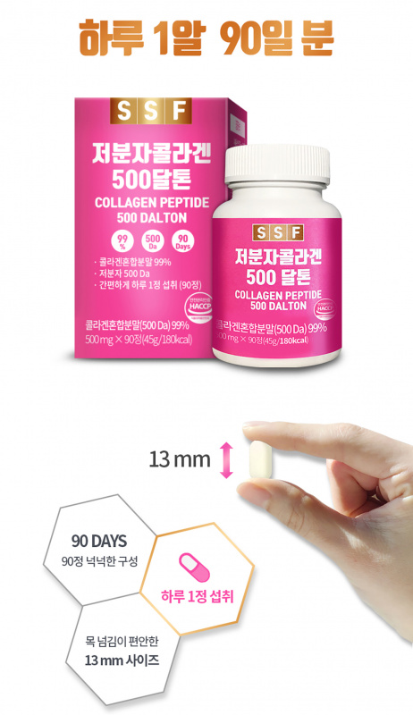 韓國SSF 營養補充丸 500Da 低分子膠原蛋白 (1盒90粒) 【市集世界 - 韓國市集】(平行進口)