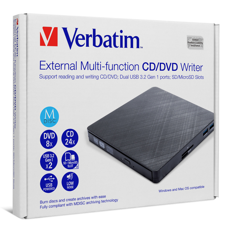 [新到貨品] Verbatim 新一代外置燒碟機連USB擴充器及SD/MicroSD讀卡器