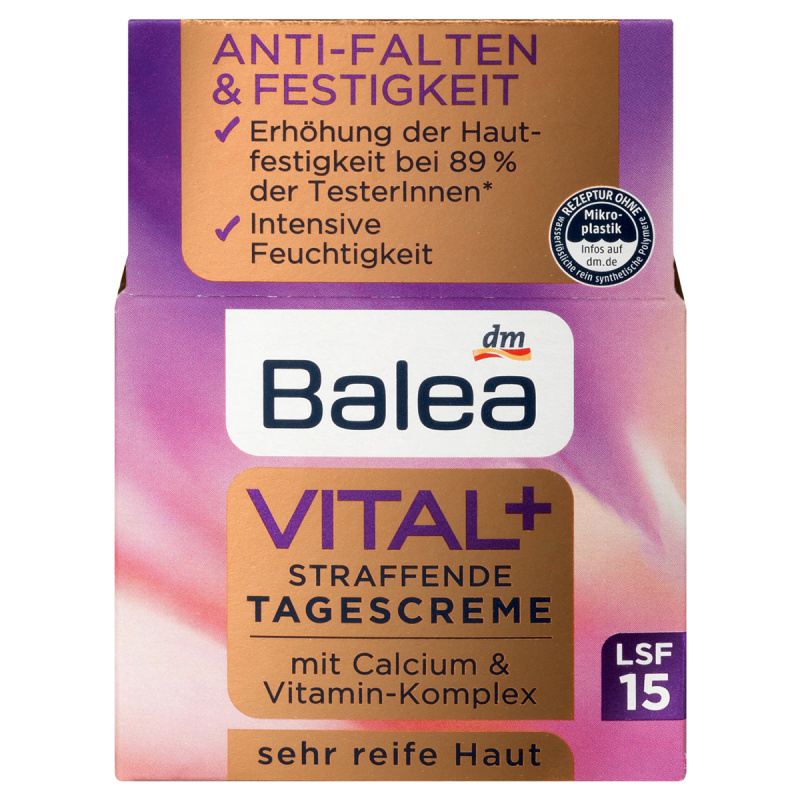 德國Balea 芭樂雅 護膚 抗衰老特強效 Vital+ 滋養 面霜 日霜 SPF15 50ml【市集世界 - 德國市集】
