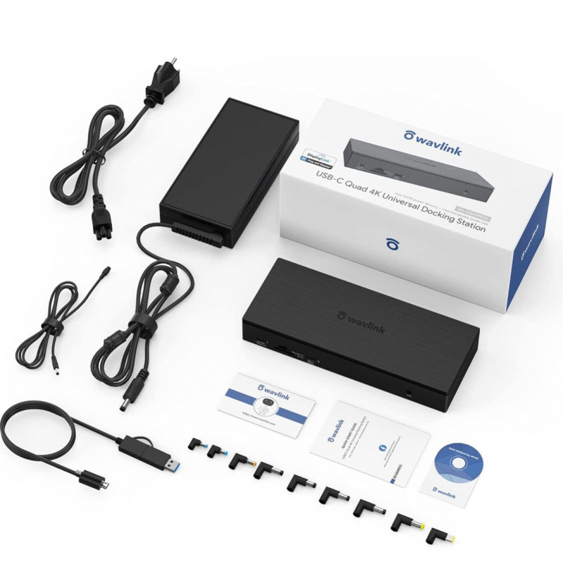 WAVLINK 20 合 1 &nbsp;擴充座 USB C 或 USB A 10G 通用四核 4K QV4K 擴充基座,100W 電源供應/DC 充電,適用於 MacBook 和 Windows 筆記型電腦、4 HDMI、4 DP、SD 4.0 讀卡器、2.5Gbps 乙太網路