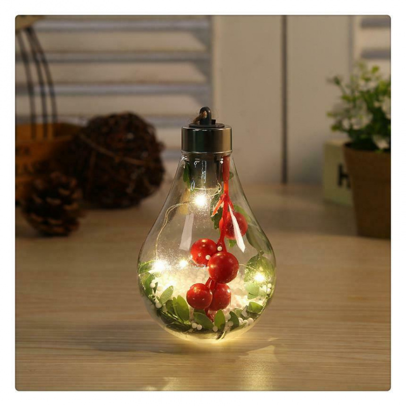 燈泡型透明聖誕LED裝飾燈泡（包含電池）