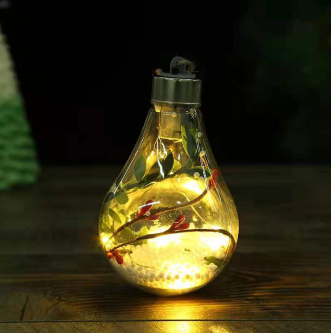 燈泡型透明聖誕LED裝飾燈泡（包含電池）