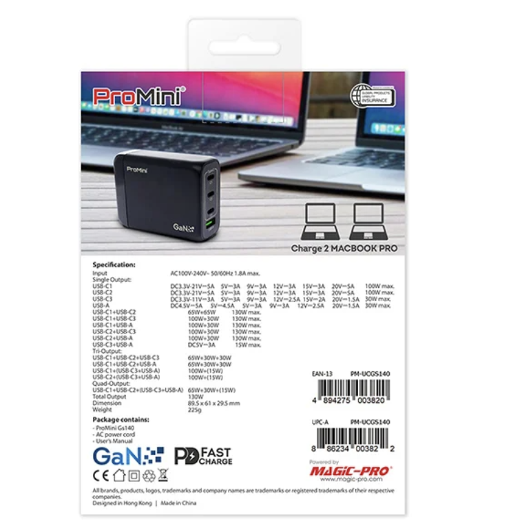 Magic-Pro ProMini Gs140 GaN氮化鎵 3 PD + QC3.0 140W GaN桌面式快速充電器