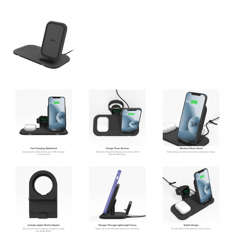 【全新原裝行貨 全港免運】Mophie 二合一無線充電 15w桌面立式充電座