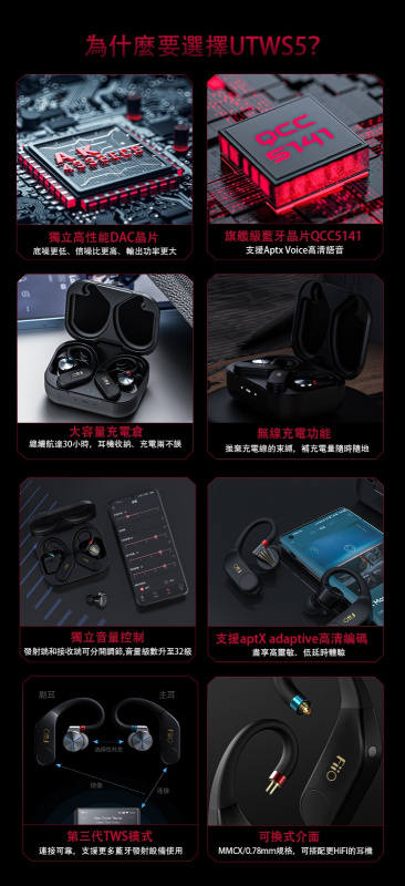FiiO UTWS5 旗艦級真無線藍牙5.2耳機功率放大器