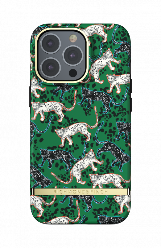 Richmond & finch iPhone 13 Pro Case 手機殼 - 碧綠獵豹 GREEN LEOPARD - GOLD DETAILS (47046)