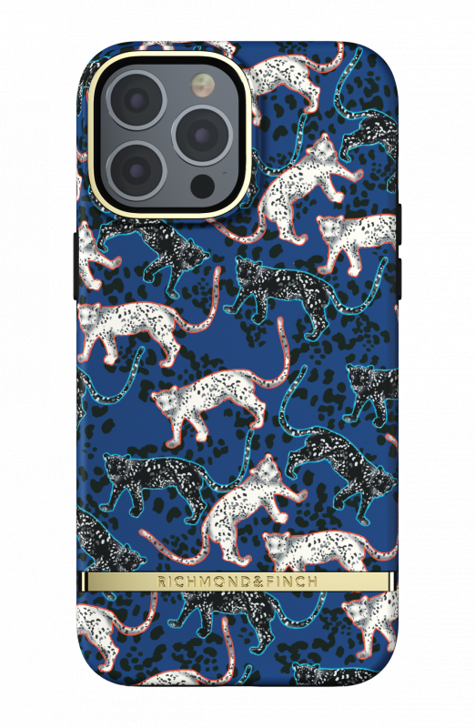 Richmond & Finch iPhone 13 Pro Max Case 手機保護殼 - 湛藍獵豹 BLUE LEOPARD - GOLD DETAILS (47044)