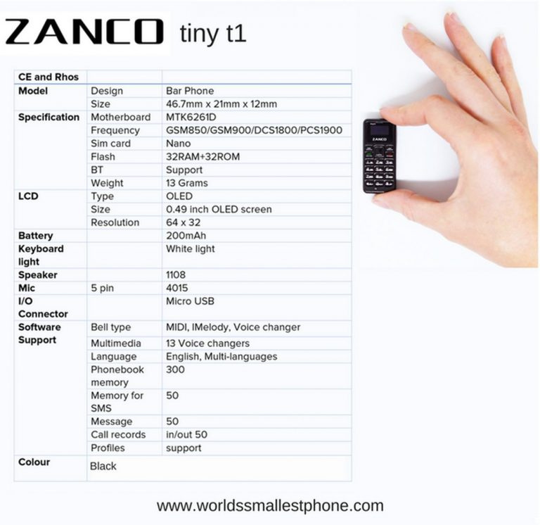 Zanco Tiny T1 超迷你手機
