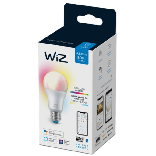 WiZ Wi-Fi 智能LED燈泡 [8W / E27螺頭 / A60] [黃白光 + 彩光]